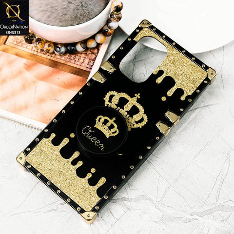 Xiaomi Mi 11X Pro Cover - Black - Golden Electroplated Luxury Square Soft TPU Protective Case with Holder