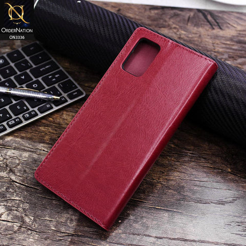 Samsung Galaxy A03s Cover - Red - Rich Boss Leather Texture Soft Flip Book Case