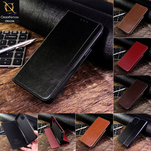 Oppo A31 Cover - Black - Rich Boss Leather Texture Soft Flip Book Case