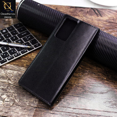 Infinix Note 11 Cover - Black - Rich Boss Leather Texture Soft Flip Book Case