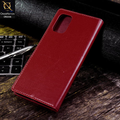 OnePlus 8T Cover - Red - Rich Boss Leather Texture Soft Flip Book Case