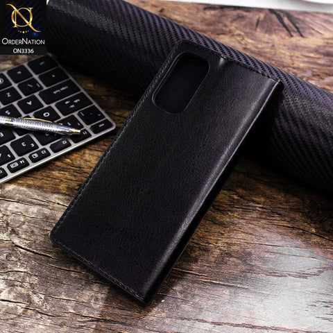 OnePlus Nord 2 Cover - Black - Rich Boss Leather Texture Soft Flip Book Case