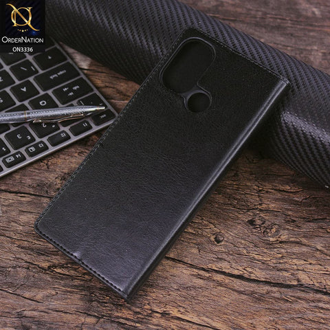 OnePlus Nord N100 Cover - Black - Rich Boss Leather Texture Soft Flip Book Case