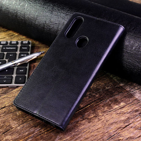 Oppo A31 Cover - Black - Rich Boss Leather Texture Soft Flip Book Case