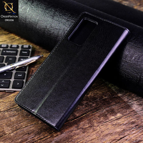 Oppo Reno 6 Pro 5G Cover - Black - Rich Boss Leather Texture Soft Flip Book Case