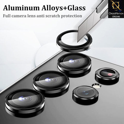 iPhone 13 Protector - Silver - Aluminium Alloy Metal Tempered Glass Camera Protector