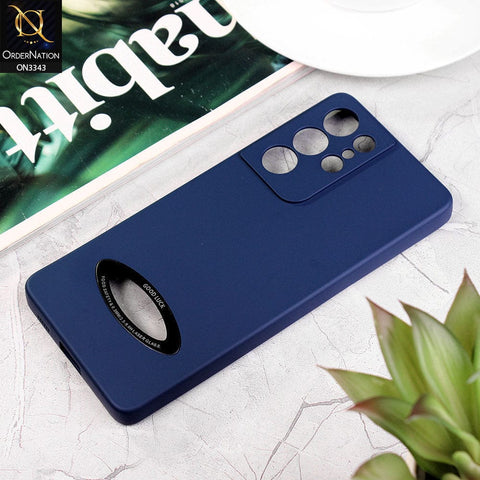 Samsung Galaxy M32 Cover - Blue - New Soft Silicone Camera Protection Case with Good Luck Logo Hole