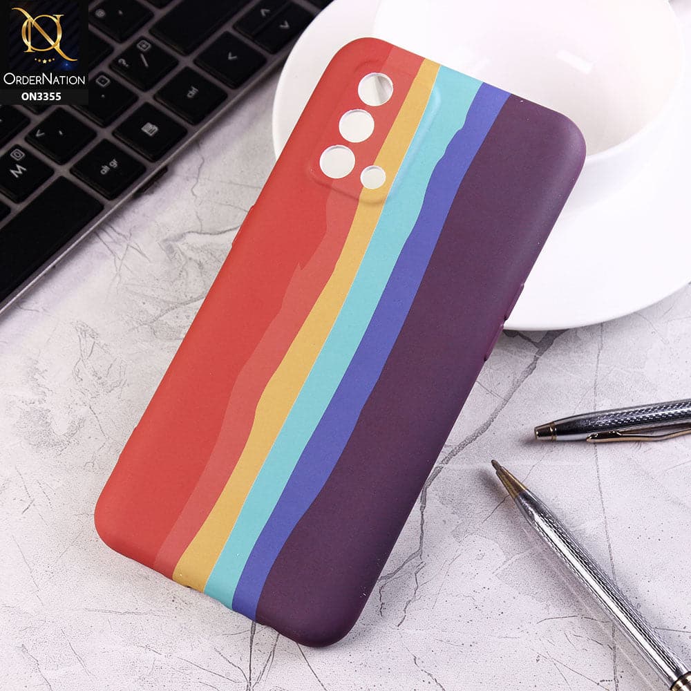 Oppo F19 Cover - Red - Rainbow Series Soft Silicone Camera Protection Case