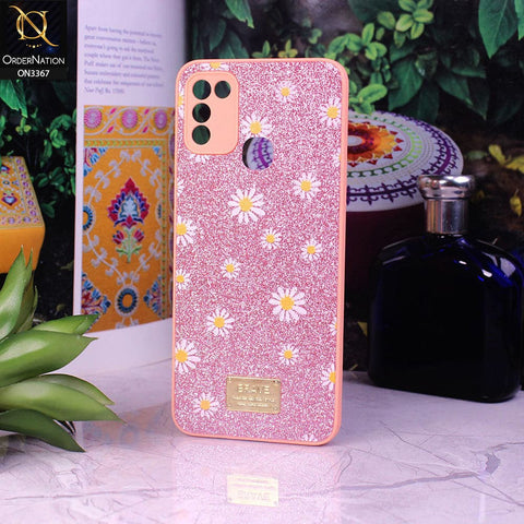Infinix Hot 10 Play Cover - Pink - Bling Sparkle Glitter Flower Back Shell Soft Border Case with Camera Protection