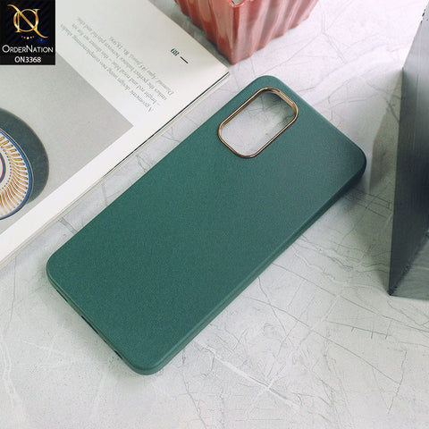 Samsung Galaxy A13 Cover - Green - Electroplated Camera Ring leather Texture Soft Case