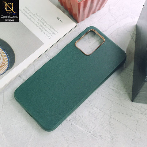 Vivo Y21e Cover - Green - Electroplated Camera Ring leather Texture Soft Case