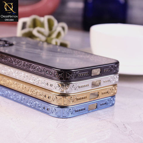 iPhone 13 Pro Max Cover - Golden - New Electroplated Shiny Borders Soft TPU Camera Protection Clear Case