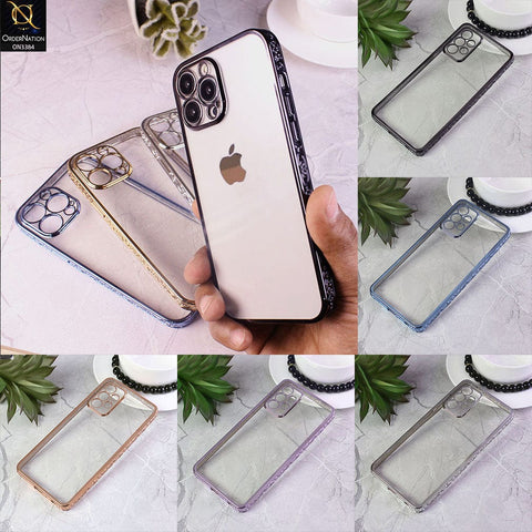 Samsung Galaxy A12 Cover - Golden - New Electroplated Shiny Borders Soft TPU Camera Protection Clear Case