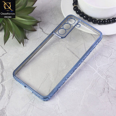 Samsung Galaxy S21 FE 5G Cover - Sierra Blue - New Electroplated Shiny Borders Soft TPU Camera Protection Clear Case