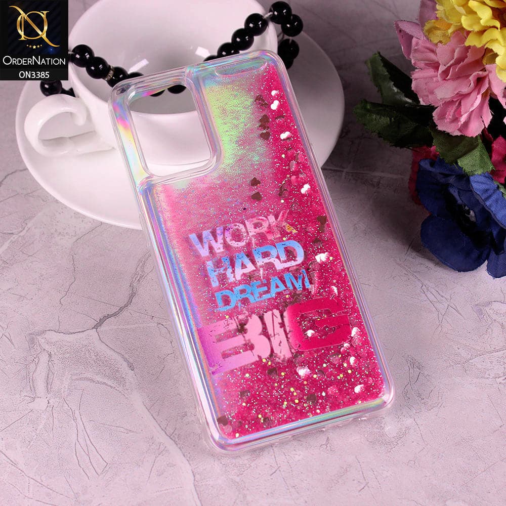 Oppo F19 Cover - Design2 - Trendy Heart Shape Moving Liquid Glitter Shine Soft Borders Case