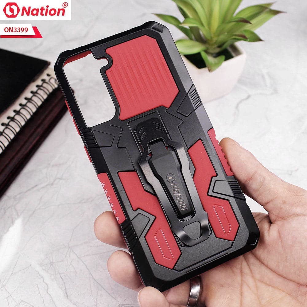 Samsung Galaxy S22 Plus 5G Cover - Red - O Nation Hybrid Series Ultra Protection Pocket Grip Kick Stand  Soft Case