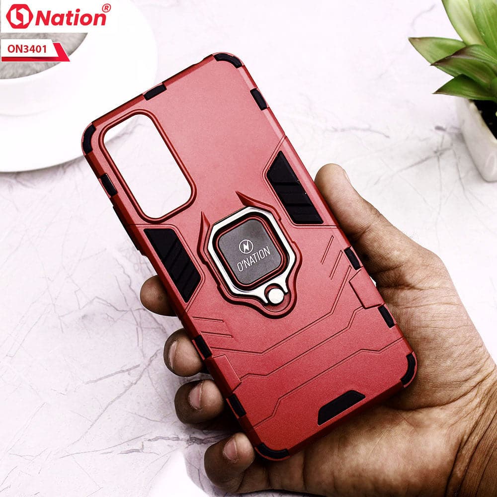 Xiaomi Redmi Note 11 Pro Cover - Red - Onation Hybrid Series 360 Rotating Ring Holder Shock Proof Protective Soft Case