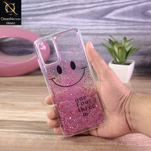 Samsung Galaxy A02s Cover - Pink - New Moving Liquid Glitter Cute Smile Soft Case