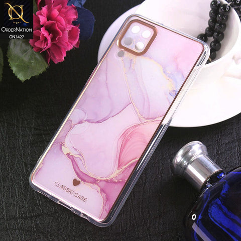 Samsung Galaxy A12 Cover - Design 10 - New Marble Series Acrylic With Electroplated Soft Borders Case