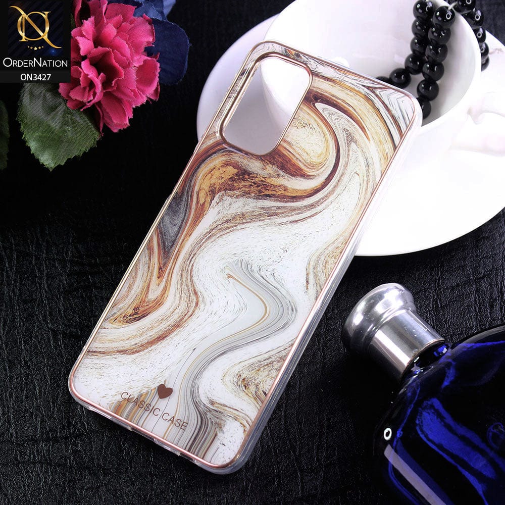 Vivo V21e Cover - Design 9 - New Marble Series Acrylic With Electroplated Soft Borders Case