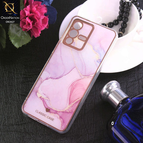 Vivo V23 5G Cover - Design 10 - New Marble Series Acrylic With Electroplated Soft Borders Case