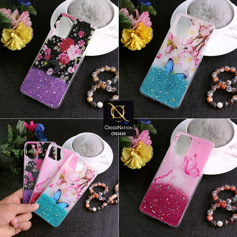 Samsung Galaxy A02s Cover - Design 1 - New Floral Spring Bling Series Soft Tpu Case ( Glitter Does not Move )