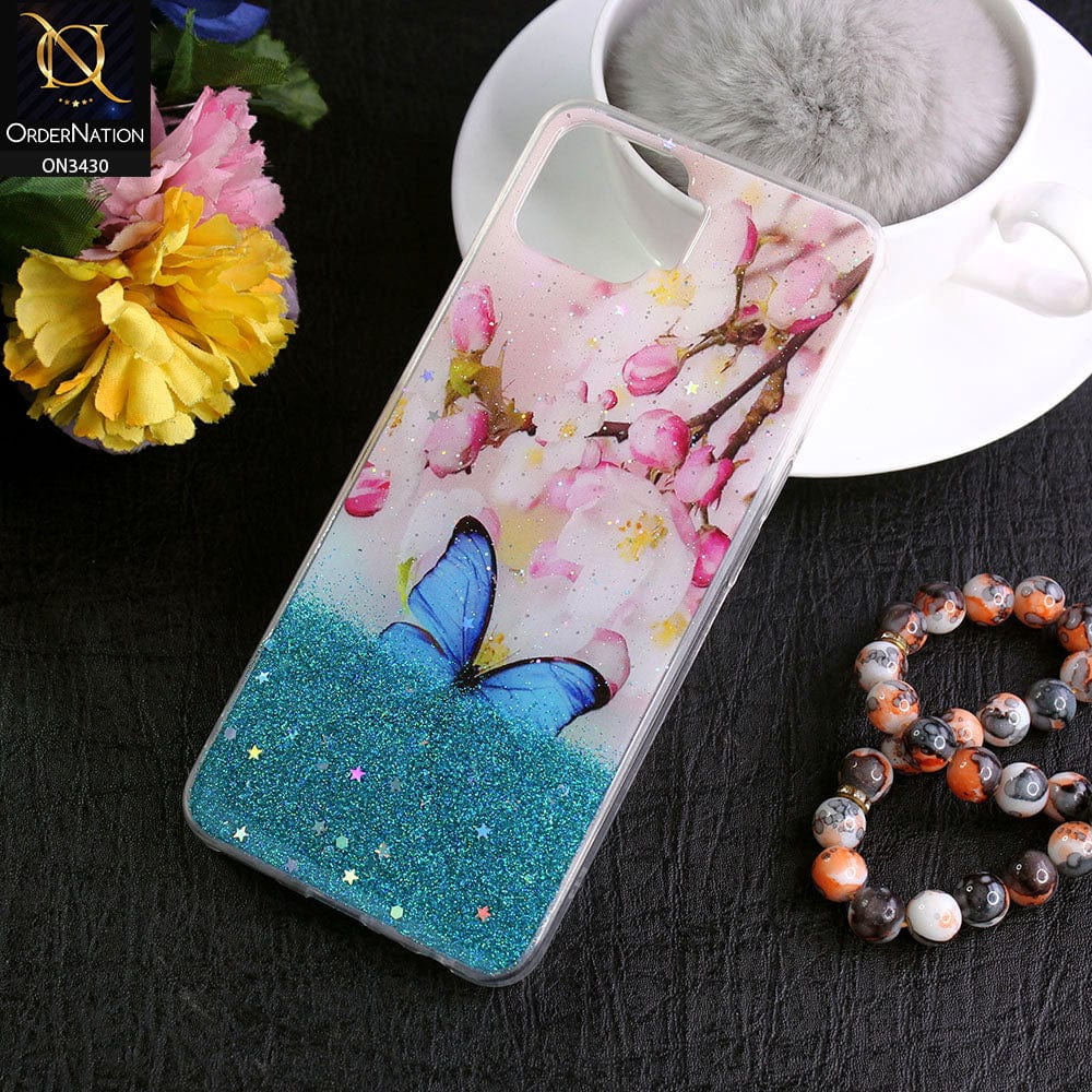 Oppo F17 Cover - Design 2 - New Floral Spring Bling Series Soft Tpu Case ( Glitter Does not Move )