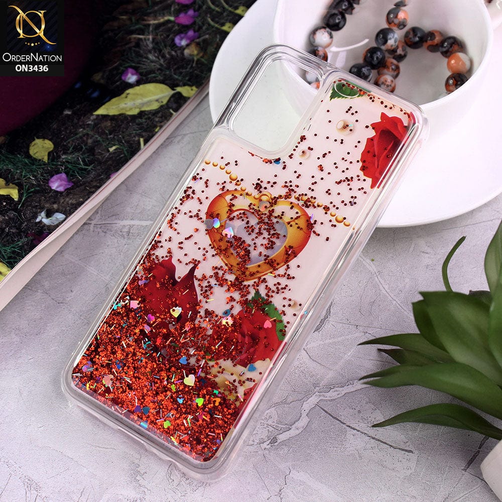 Samsung Galaxy M02s Cover - Design 14 - Trendy Cute Design Soft Silicone Bling Sparkle Moving  Liquid Glitter Case