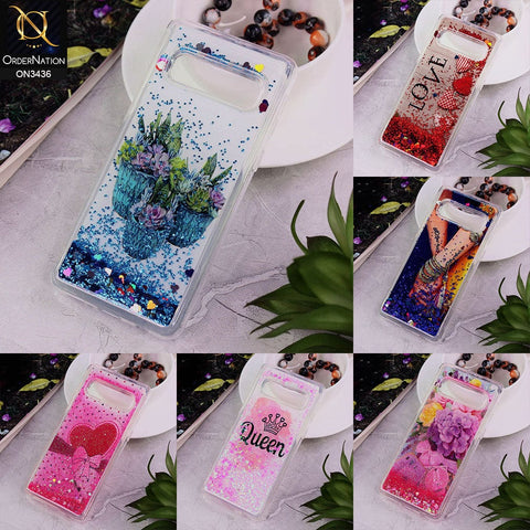 Samsung Galaxy M02s Cover - Design 2 - Trendy Cute Design Soft Silicone Bling Sparkle Moving  Liquid Glitter Case