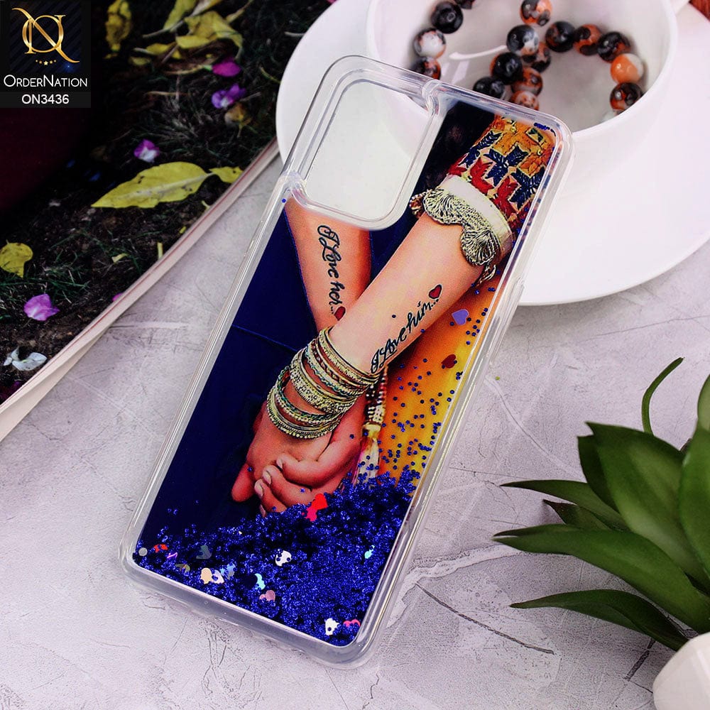 Oppo F19 Cover - Design 9 - Trendy Cute Design Soft Silicone Bling Sparkle Moving  Liquid Glitter Case