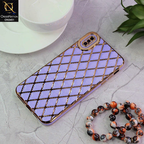 iPhone XS / X Cover - Purple - Soft TPU Shiny Electroplated Golden Lines Camera Protection Case