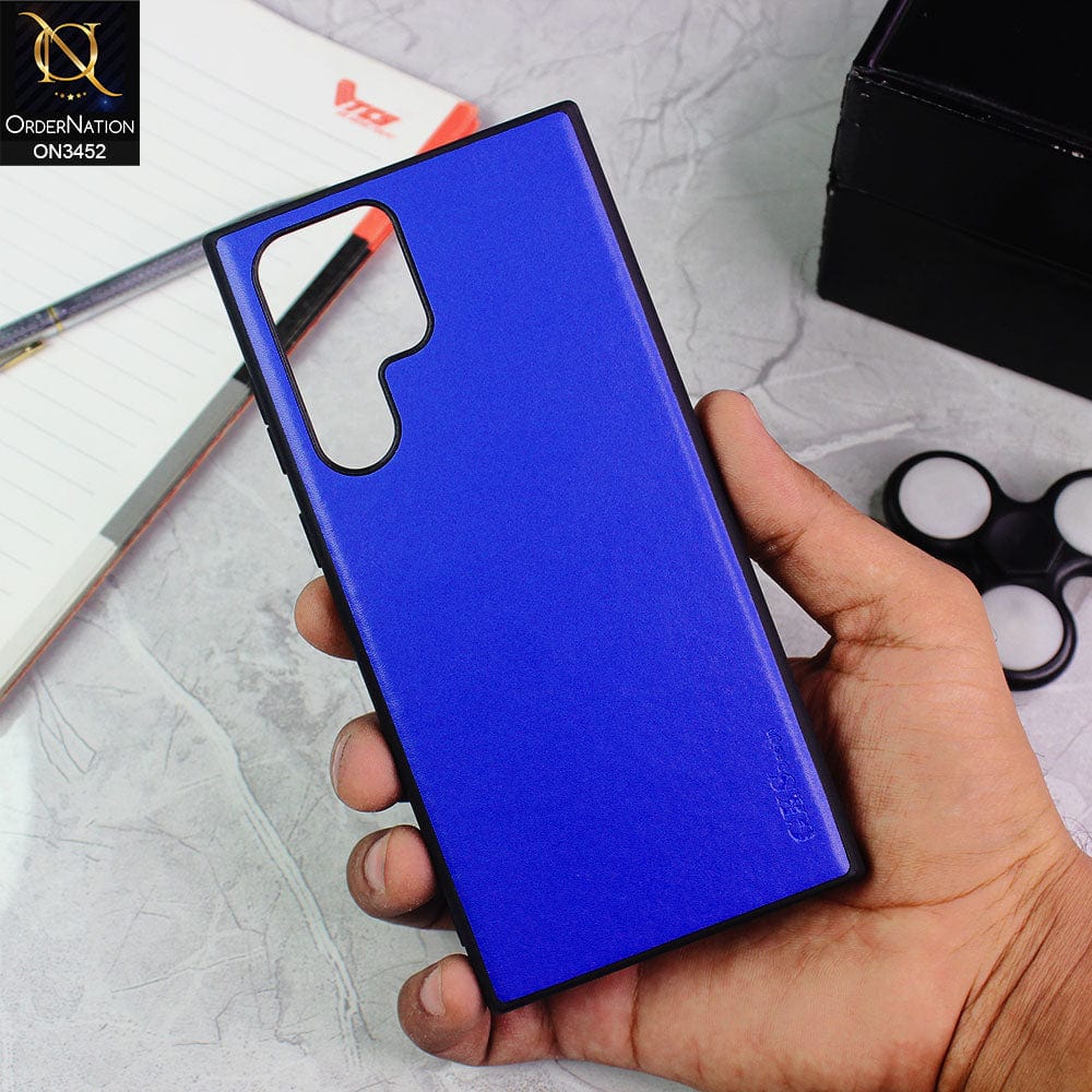 Samsung Galaxy S22 Ultra 5G Cover - Blue - New GKS Design Creative Series Soft Border TPU Leather Case