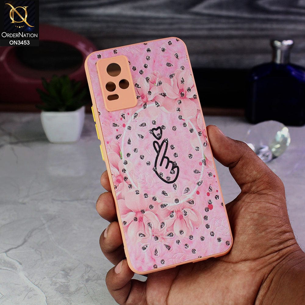 Vivo V21 Cover - Design 2 - Cute Trendy Design Diamond Glitter Camera Protection Soft Case