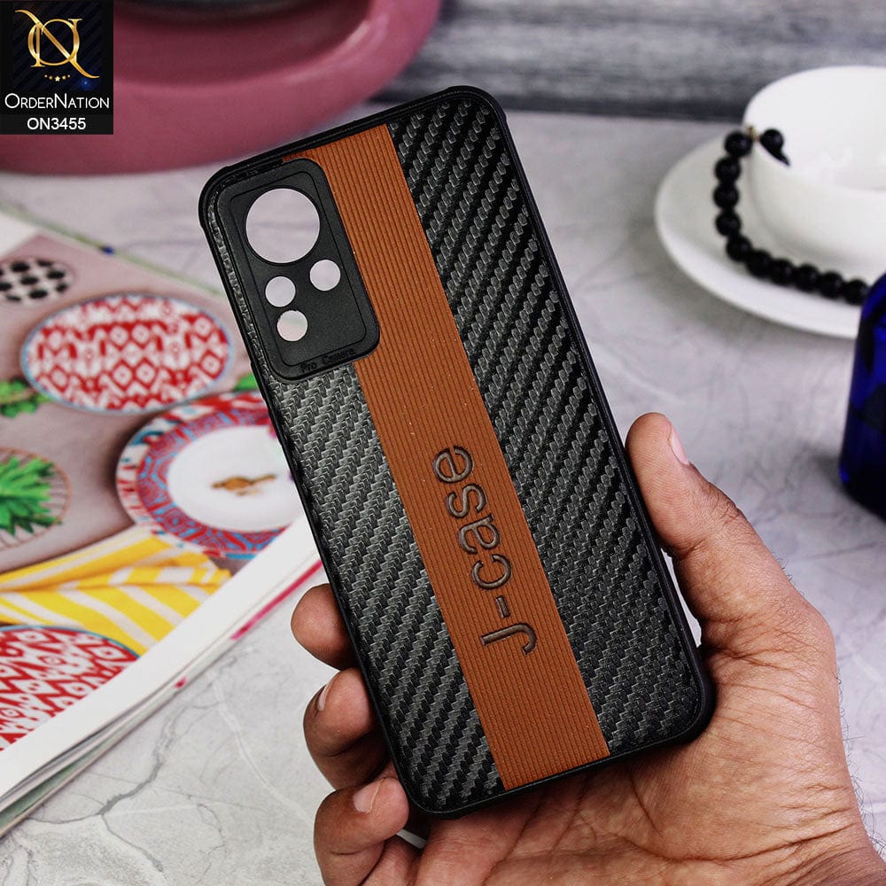 Infinix Note 11 Cover - Brown - Carbon Fiber Texture Soft TPU Case