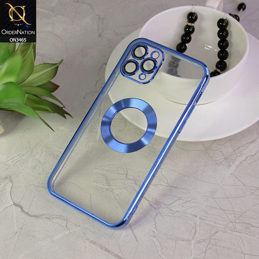 iPhone 11 Pro Cover - Blue - Soft Color Borders Logo Hole With Camera Protection Clear Back Case