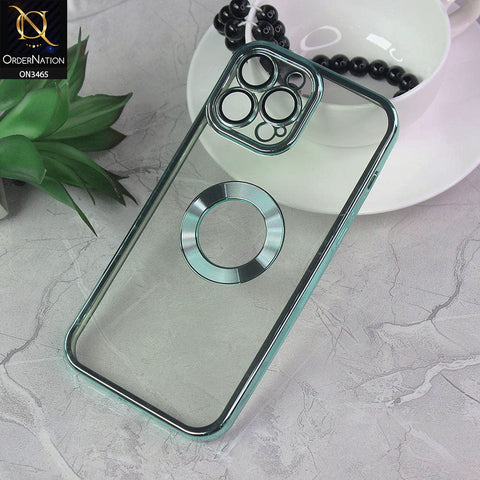 iPhone 13 Pro Max Cover - Green - Soft Color Borders Logo Hole With Camera Protection Clear Back Case