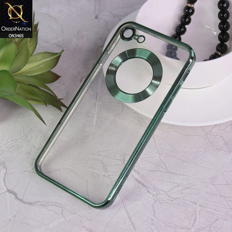 iPhone SE 2020 Cover - Green - Soft Color Borders Logo Hole With Camera Protection Clear Back Case