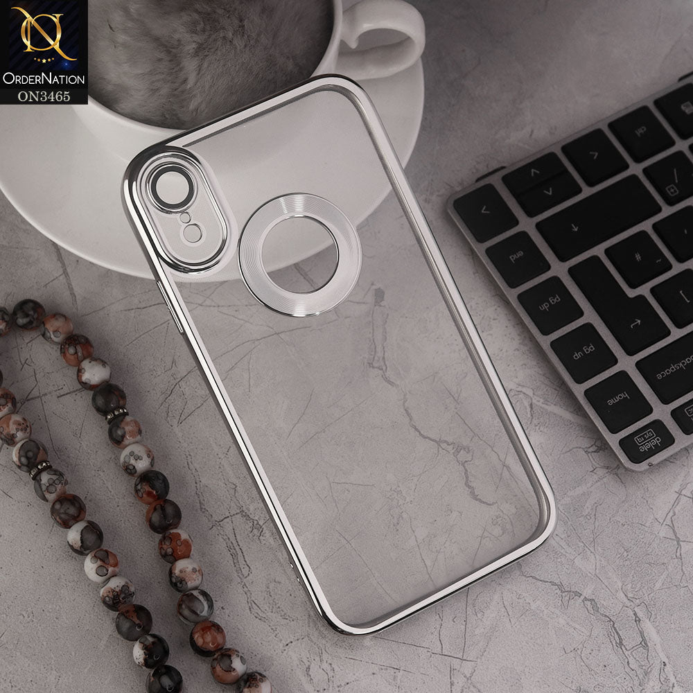 iPhone XR Cover - Silver - Soft Color Borders Logo Hole With Camera Protection Clear Back Case