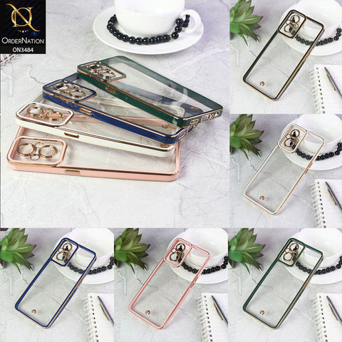Oppo A16 Cover - White -New Electroplated Side Borders Camera Protection Case