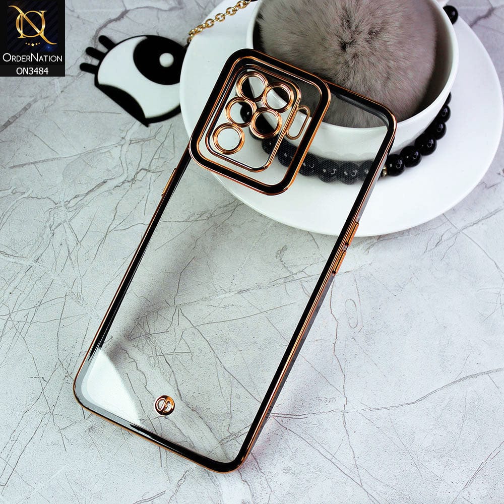 Oppo A94 Cover - Black - New Electroplated Side Borders Camera Protection Case