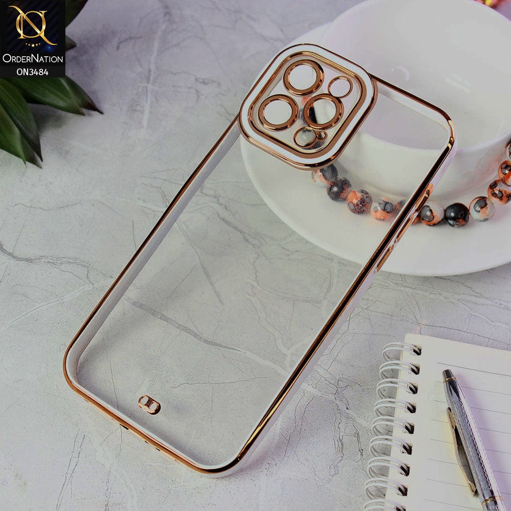 iPhone 12 Pro Max Cover - White - New Electroplated Side Borders Camera Protection Case