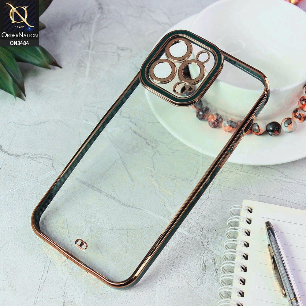 iPhone 12 Pro Max Cover - Green - New Electroplated Side Borders Camera Protection Case
