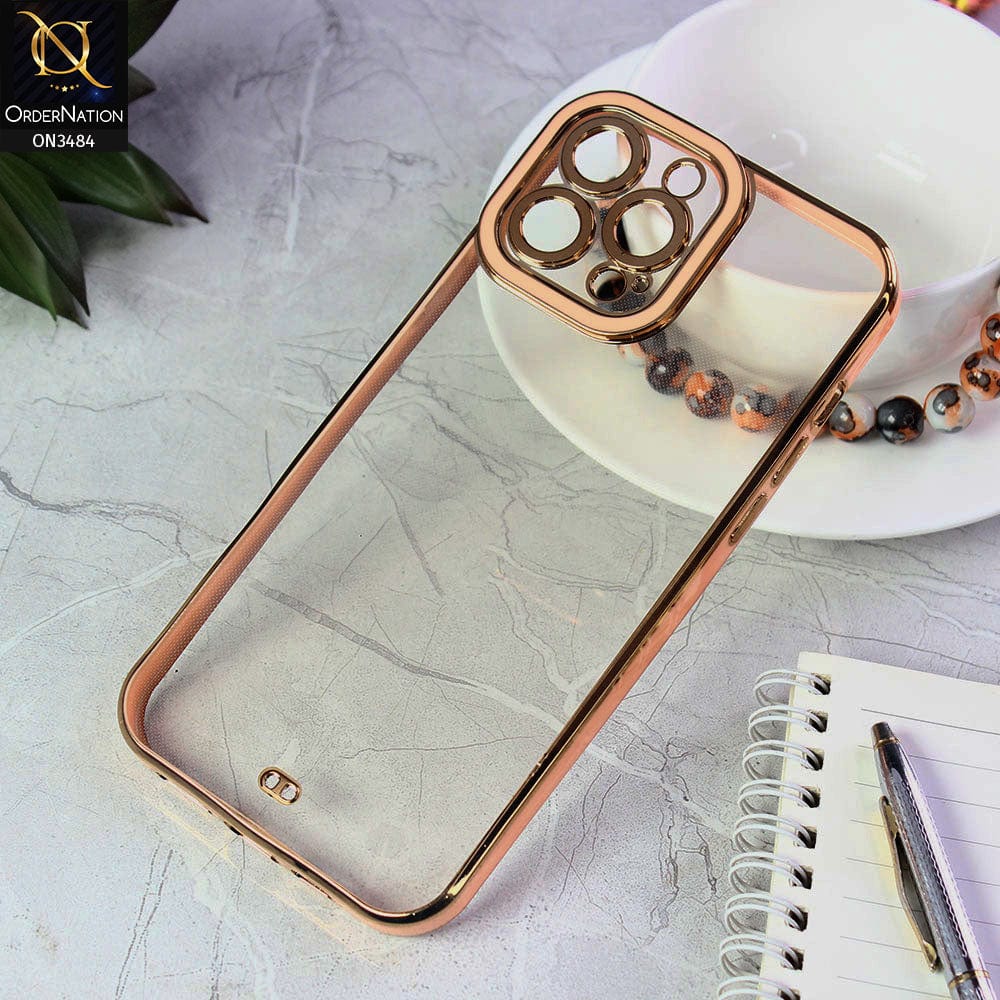 iPhone 13 Pro Max Cover - Pink - New Electroplated Side Borders Camera Protection Case