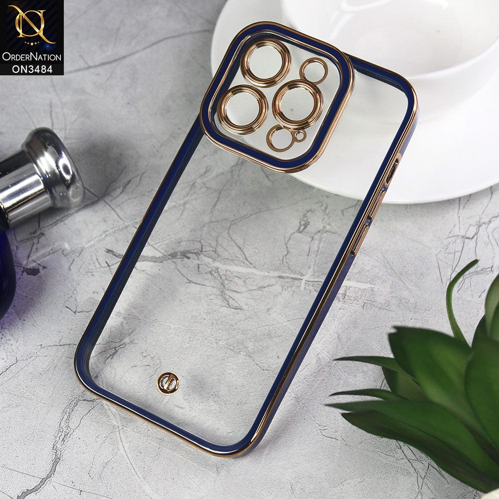 iPhone 14 Pro Cover - Blue - New Electroplated Side Borders Camera Protection Case