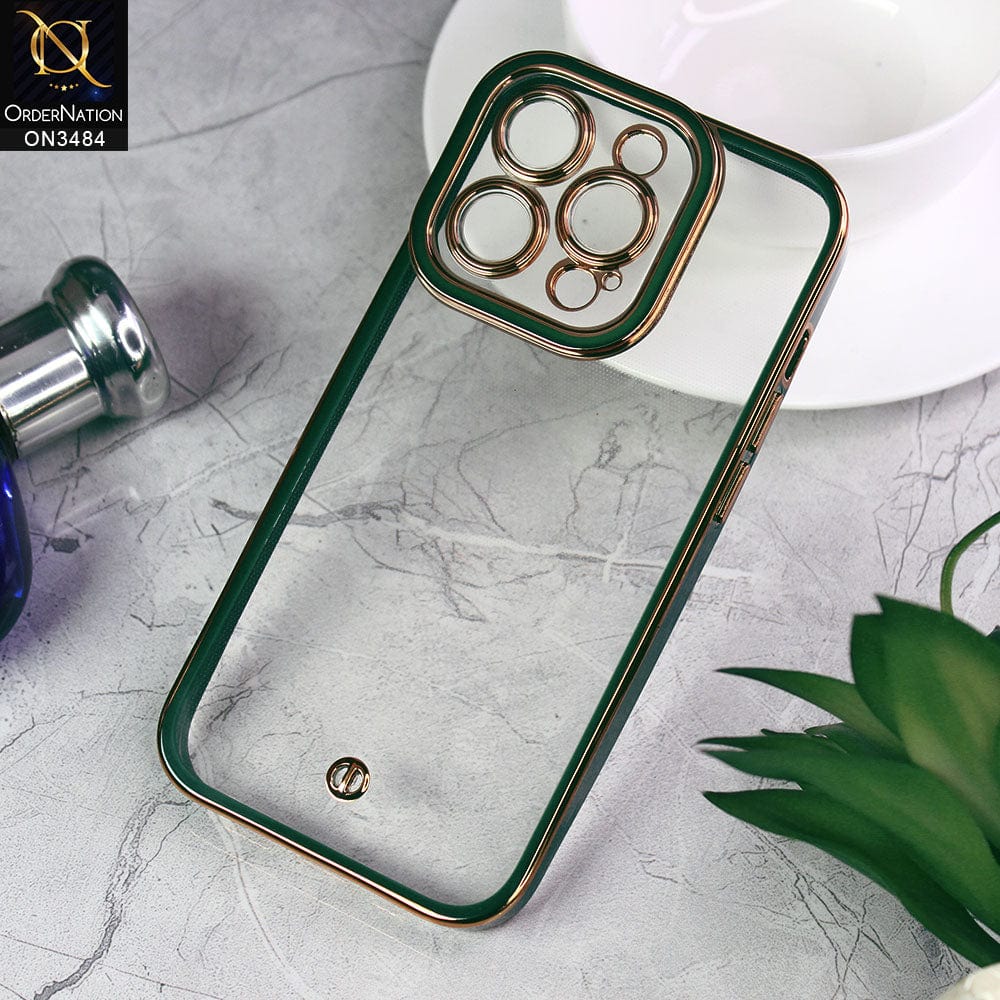 iPhone 14 Pro Cover - Green - New Electroplated Side Borders Camera Protection Case