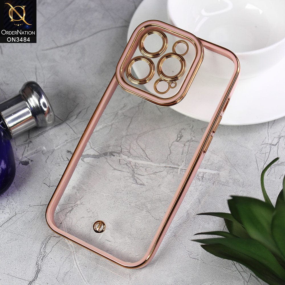 iPhone 14 Pro Cover - Pink - New Electroplated Side Borders Camera Protection Case