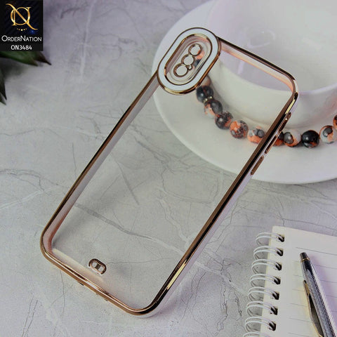 iPhone XS / X Cover - White - New Electroplated Side Borders Camera Protection Case