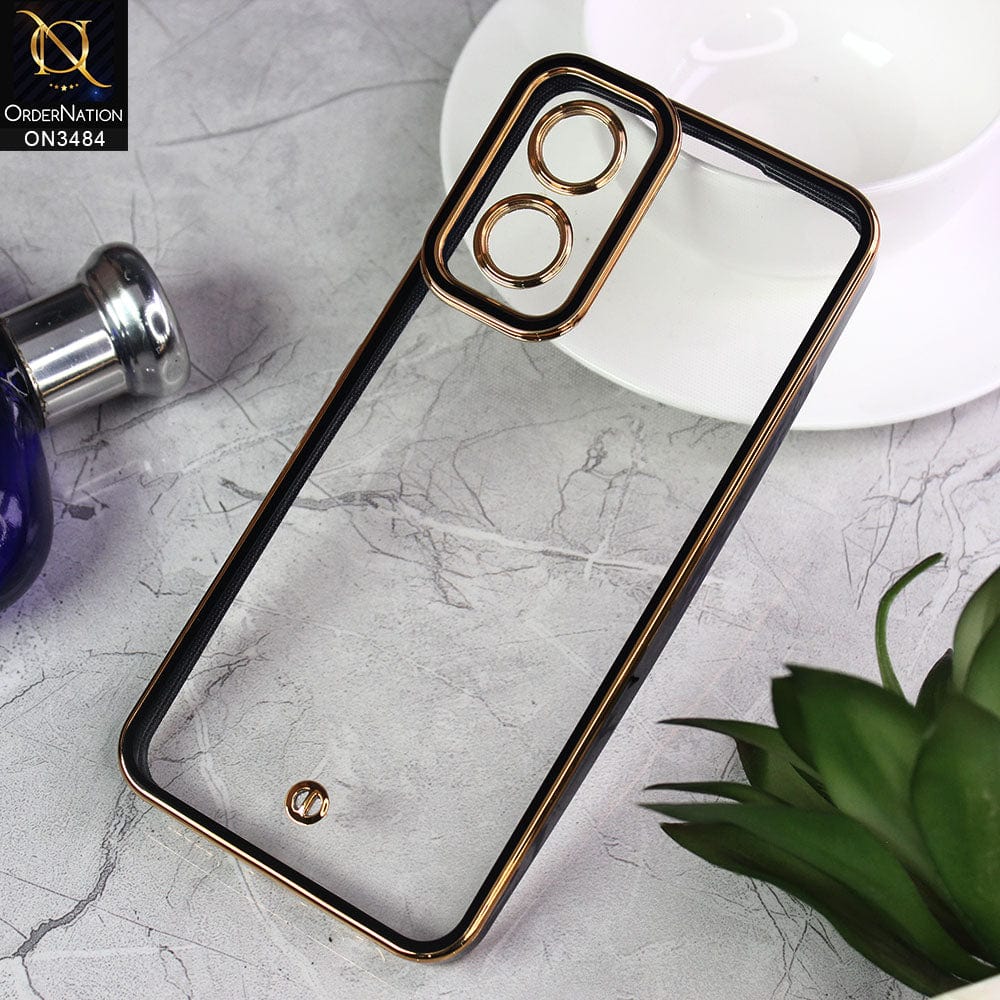 Vivo Y02s Cover - Black - New Electroplated Side Borders Camera Protection Case