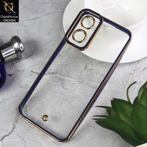 Vivo Y02s Cover - Blue - New Electroplated Side Borders Camera Protection Case