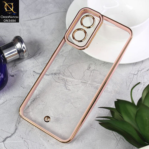 Vivo Y02s Cover - Pink - New Electroplated Side Borders Camera Protection Case